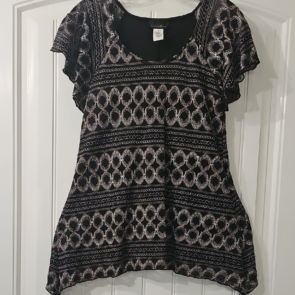 Croft & Barrow Black and White Geometric Blouse